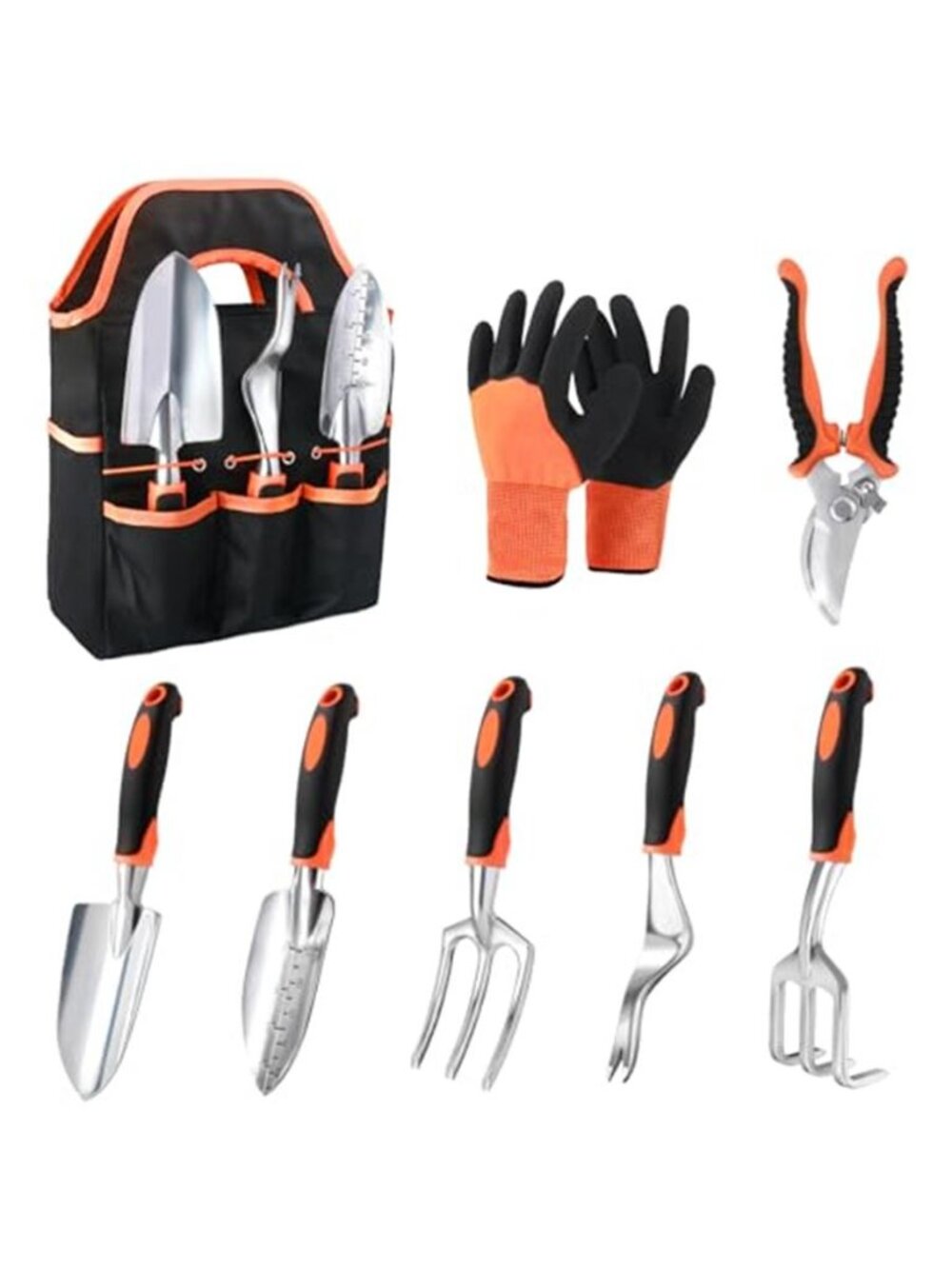 Garden Tools Set, 8 Piece Gardening Tools Set with Non Slip Ergonomic Handle